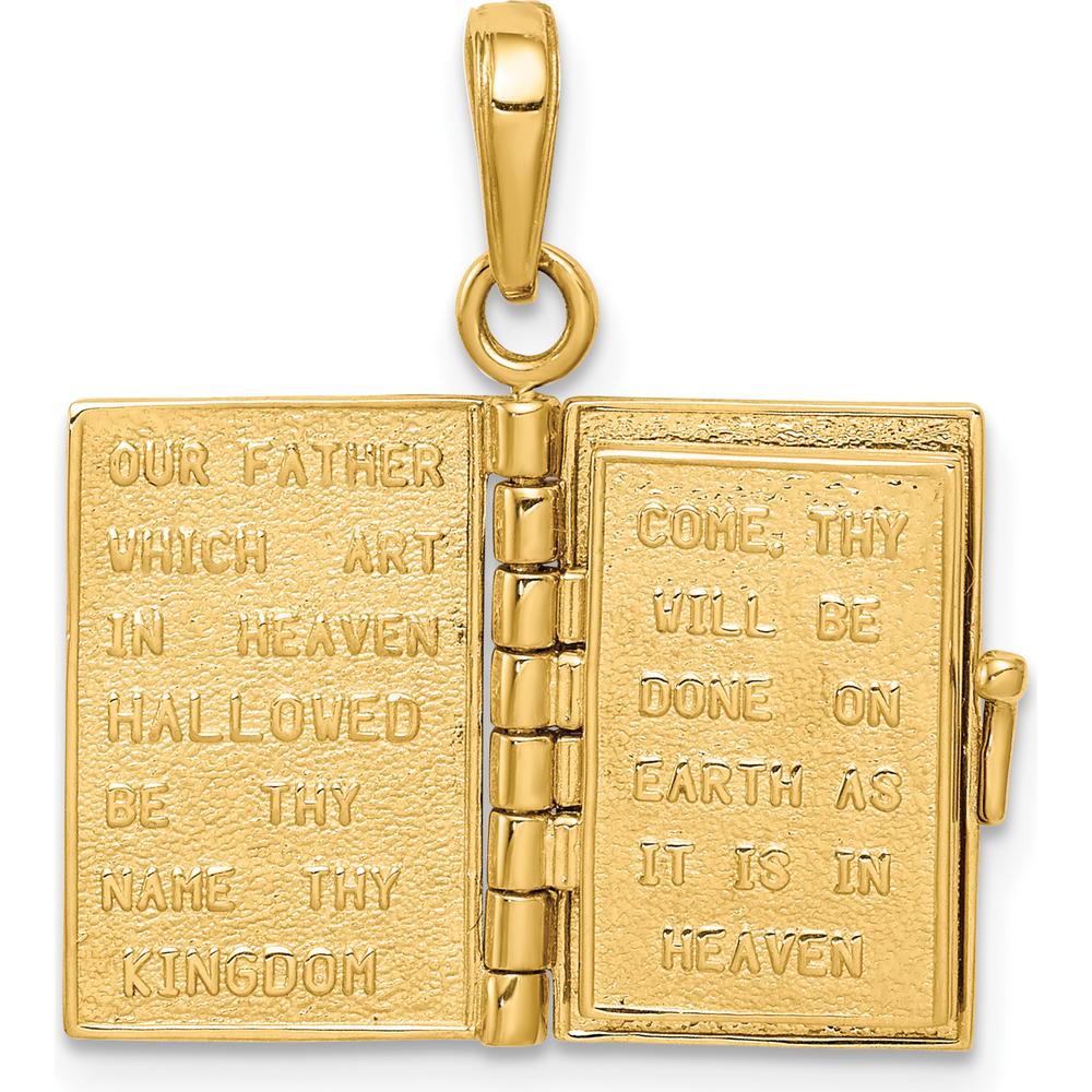 10K Yellow Gold 3D Lord's Prayer Bible Pendant - Faith-Inspired Charm