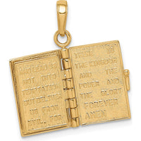 10K Yellow Gold 3D Lord's Prayer Bible Pendant - Faith-Inspired Charm