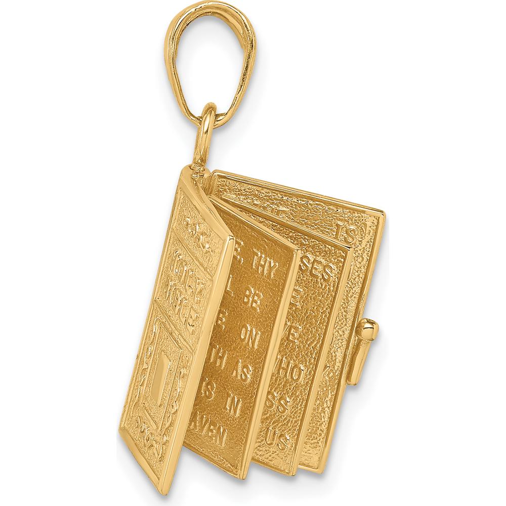 10K Yellow Gold 3D Lord's Prayer Bible Pendant - Faith-Inspired Charm
