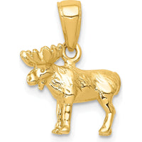 10K Yellow Gold 3D Moose Pendant - Nature Inspired Wildlife Charm