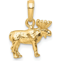 10K Yellow Gold 3D Moose Pendant - Nature Inspired Wildlife Charm