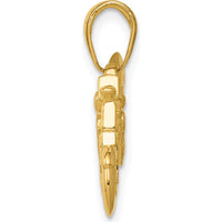 10K Yellow Gold 3D Motorcycle Pendant with Polished Textured Finish