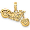 10K Yellow Gold 3D Motorcycle Pendant with Polished Textured Finish