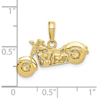 10K Yellow Gold 3D Motorcycle Pendant with Polished Textured Finish
