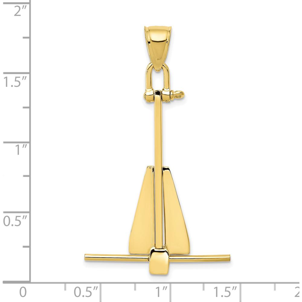 10K Yellow Gold 3D Moveable Anchor Pendant - Symbolic Nautical Jewelry