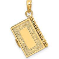 10K Yellow Gold 3D Moveable Santa Biblia Bible Charm with Cross