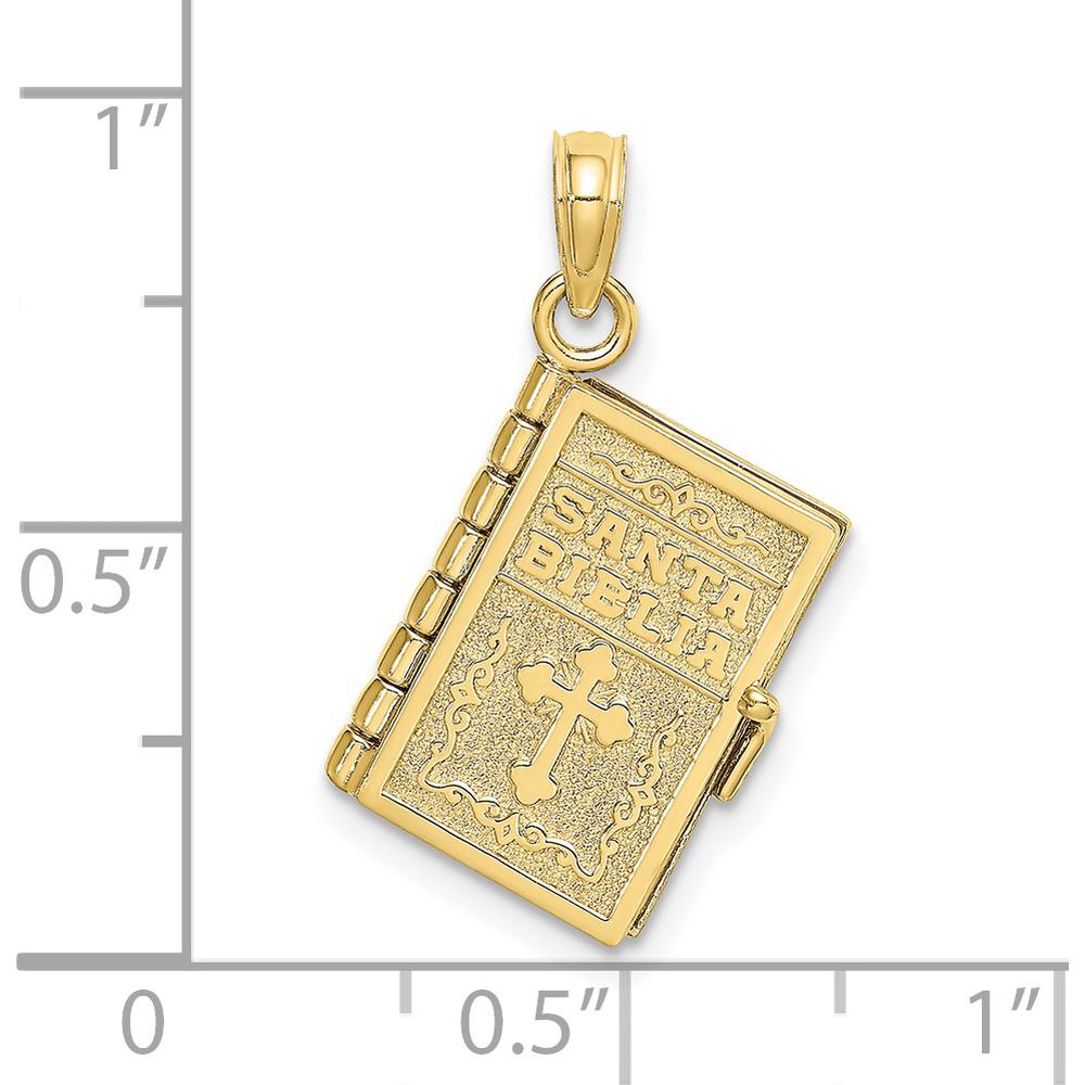 10K Yellow Gold 3D Moveable Santa Biblia Bible Charm with Cross