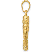 10K Yellow Gold 3D Nefertiti Pendant - Solid Casted with Polished Finish