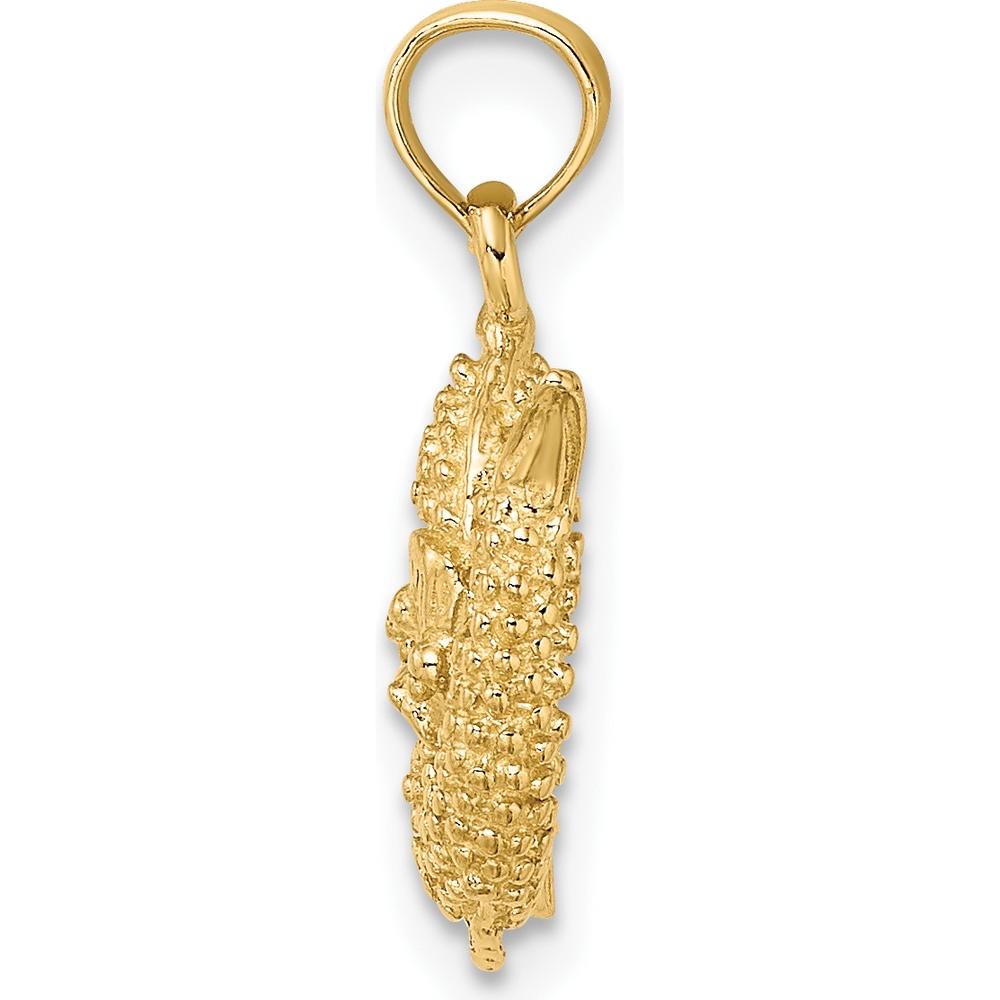 10K Yellow Gold 3D Pisces Zodiac Pendant with Textured Design - Polished Finish