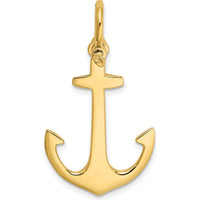 10K Yellow Gold 3D Polished Anchor Charm - Nautical Pendant with 5mm Bail
