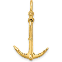 10K Yellow Gold 3D Polished Anchor Moveable Pendant Charm