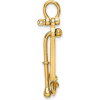 10K Yellow Gold 3D Polished Anchor Moveable Pendant Charm