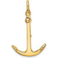 10K Yellow Gold 3D Polished Anchor Moveable Pendant Charm