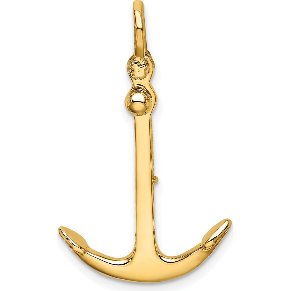 10K Yellow Gold 3D Polished Anchor Moveable Pendant Charm