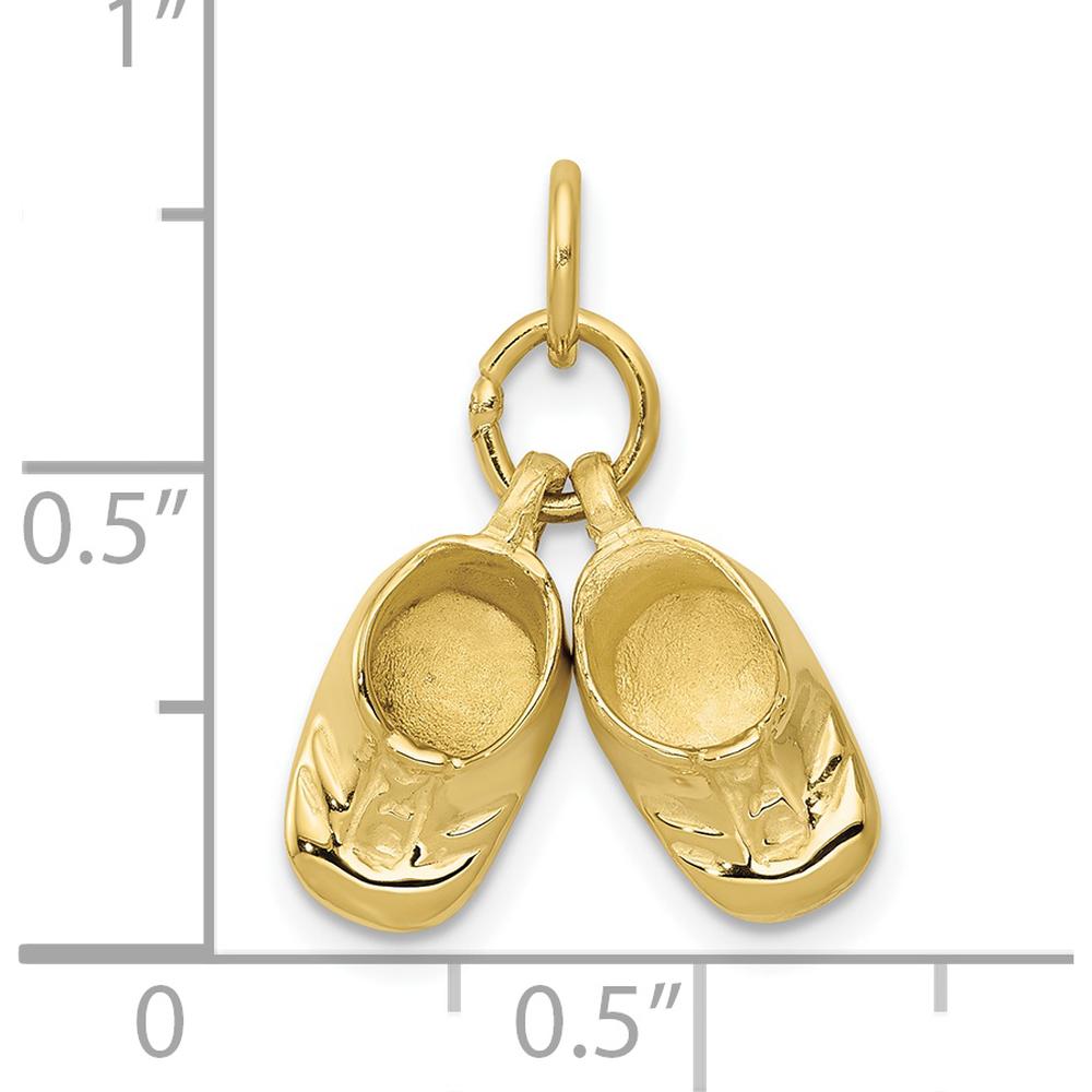 10K Yellow Gold 3D Polished Baby Shoes Charm - Sentimental Keepsake