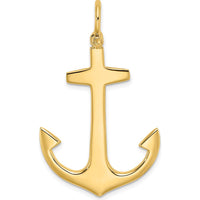10K Yellow Gold 3D Polished Large Anchor Charm - Nautical Symbol