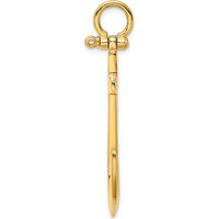 10K Yellow Gold 3D Polished Large Anchor Charm - Nautical Symbol