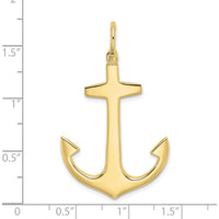 10K Yellow Gold 3D Polished Large Anchor Charm - Nautical Symbol