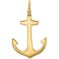 10K Yellow Gold 3D Polished Large Anchor Charm - Nautical Symbol