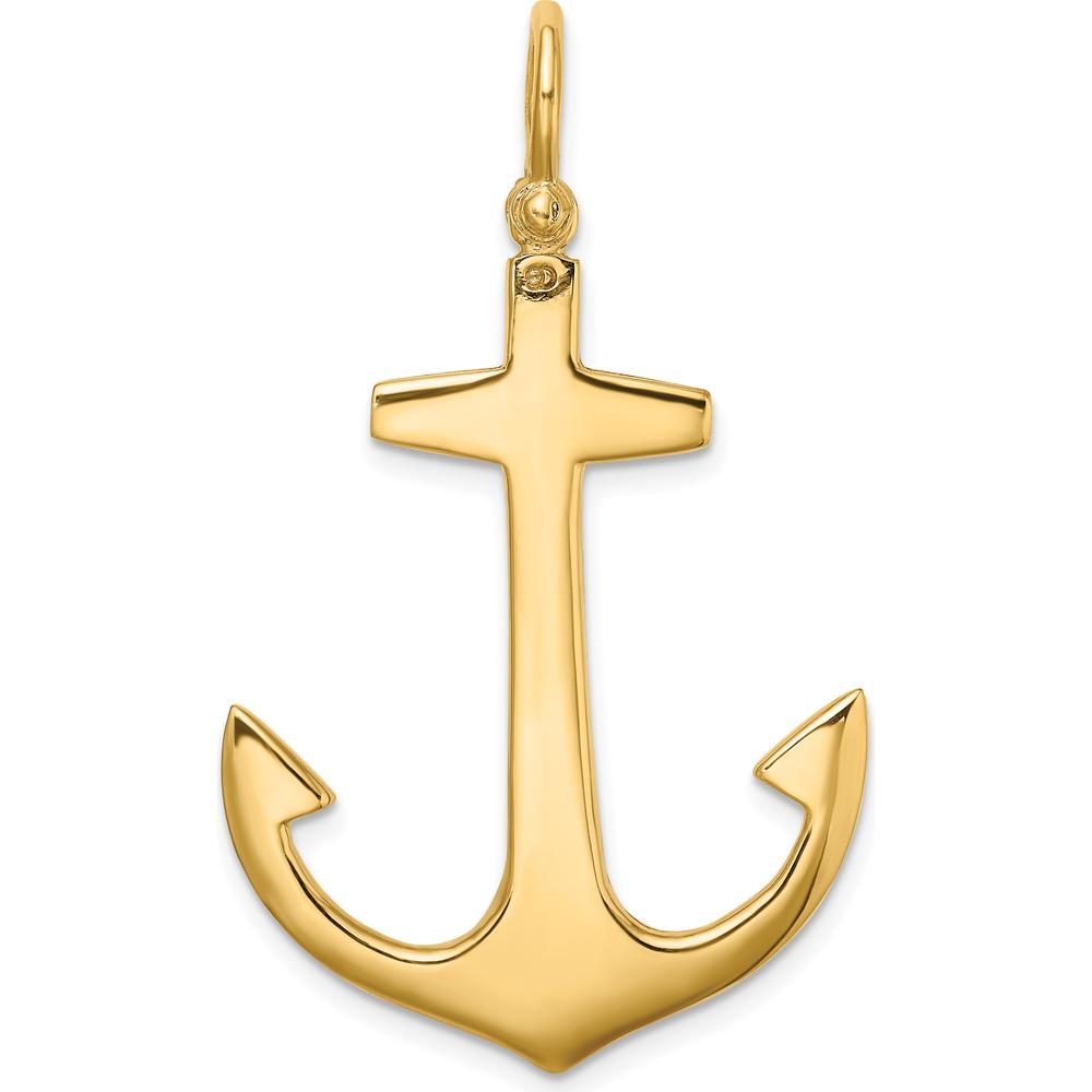10K Yellow Gold 3D Polished Large Anchor Charm - Nautical Symbol