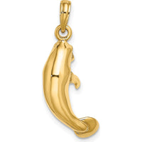 10K Yellow Gold 3D Polished Manatee Charm Pendant