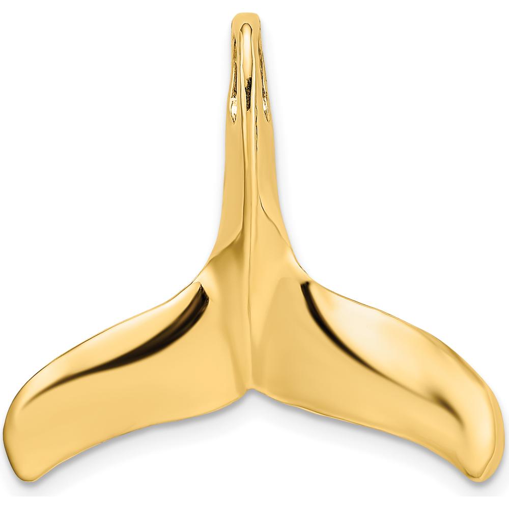 10K Yellow Gold 3D Polished/Textured Whale Tail Charm - Nature-Inspired Pendant for Omega Chain