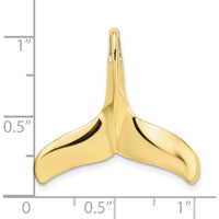10K Yellow Gold 3D Polished/Textured Whale Tail Charm - Nature-Inspired Pendant for Omega Chain