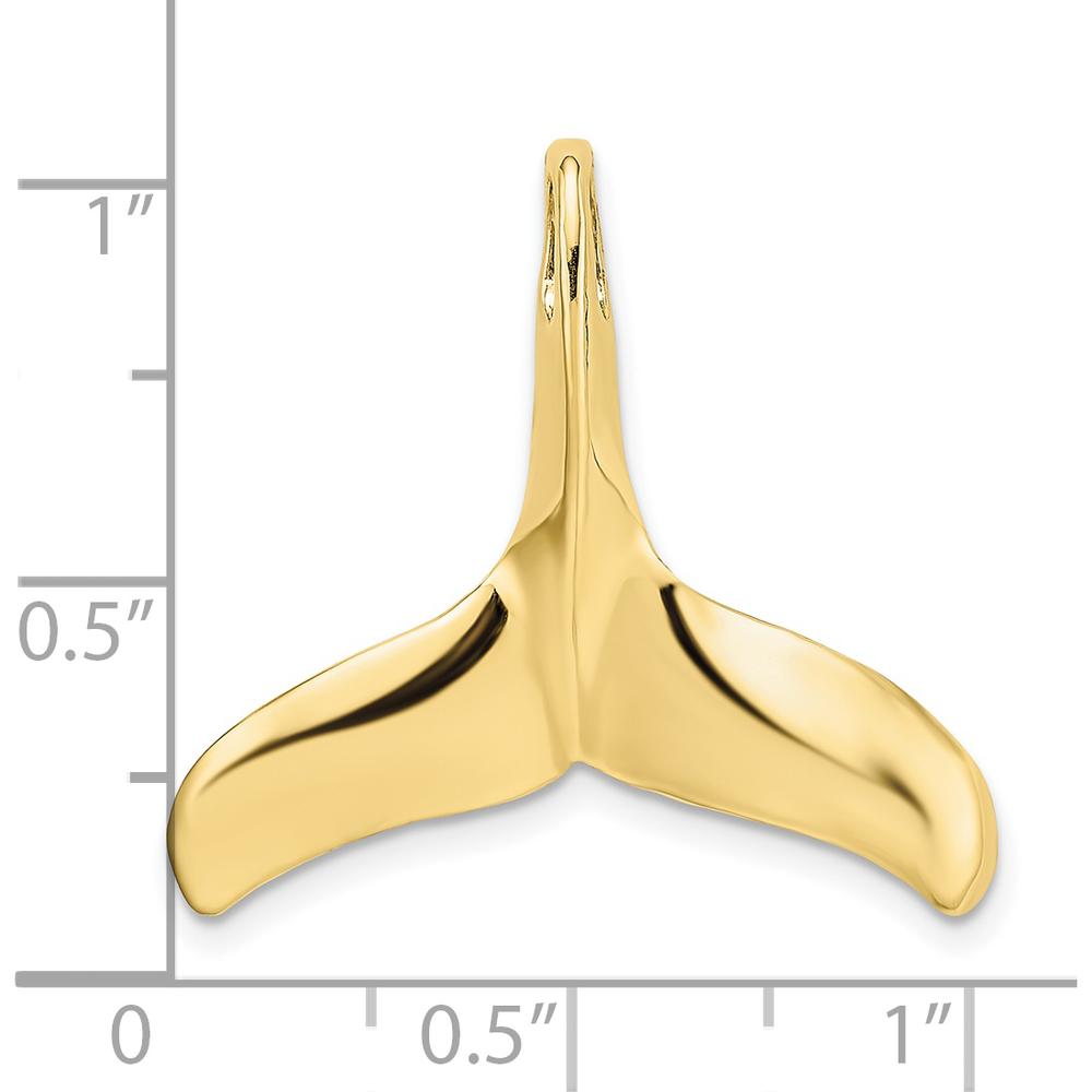 10K Yellow Gold 3D Polished/Textured Whale Tail Charm - Nature-Inspired Pendant for Omega Chain