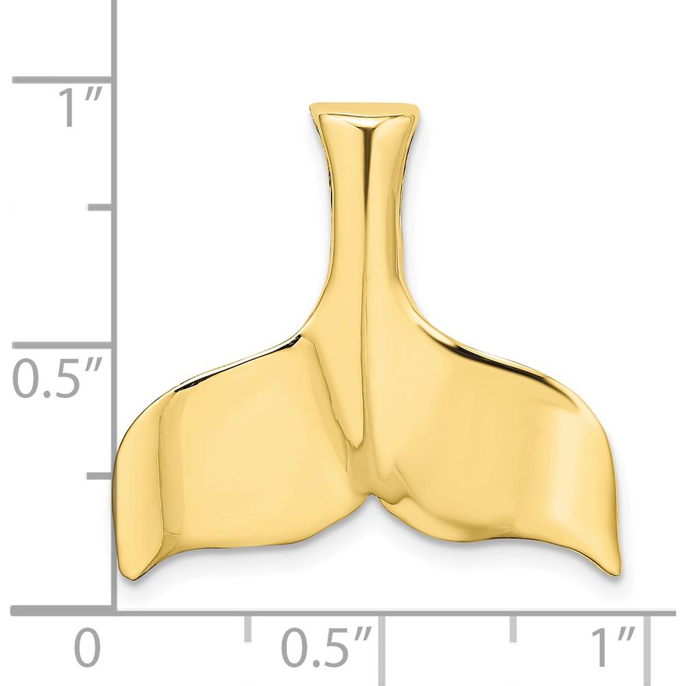 10K Yellow Gold 3D Polished Whale Tail Charm Pendant - Ocean-Inspired Design