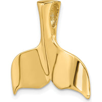 10K Yellow Gold 3D Polished Whale Tail Charm Pendant - Ocean-Inspired Design