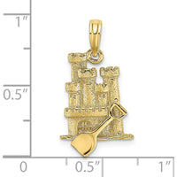 10K Yellow Gold 3D Sand Castle with Shovel Charm - Polished Finish