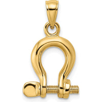 10K Yellow Gold 3D Shackle Link Screw Charm - Medium Size