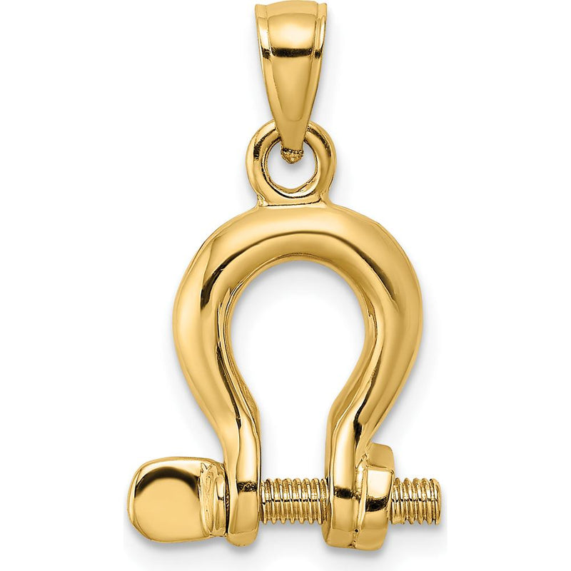 10K Yellow Gold 3D Shackle Link Screw Charm - Medium Size