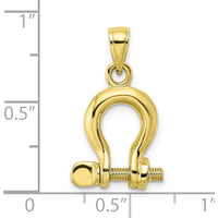 10K Yellow Gold 3D Shackle Link Screw Charm - Medium Size
