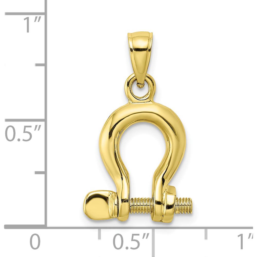 10K Yellow Gold 3D Shackle Link Screw Charm - Medium Size