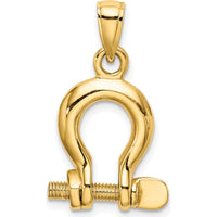 10K Yellow Gold 3D Shackle Link Screw Charm - Medium Size