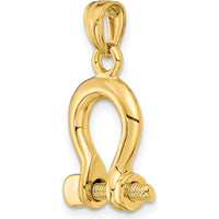 10K Yellow Gold 3D Shackle Link Screw Charm - Medium Size