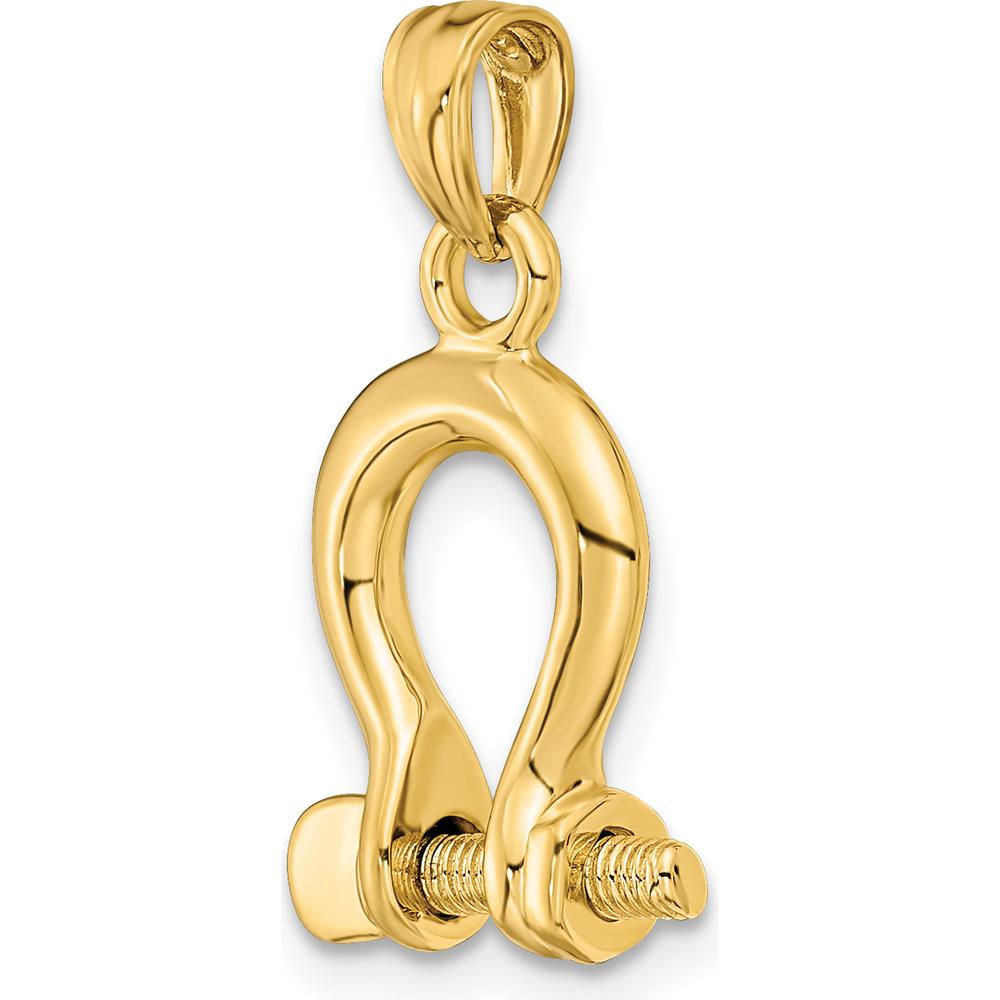 10K Yellow Gold 3D Shackle Link Screw Charm - Medium Size