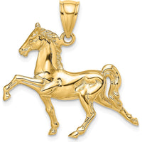 10K Yellow Gold 3D Tennessee Walking Horse Charm with Polished Finish