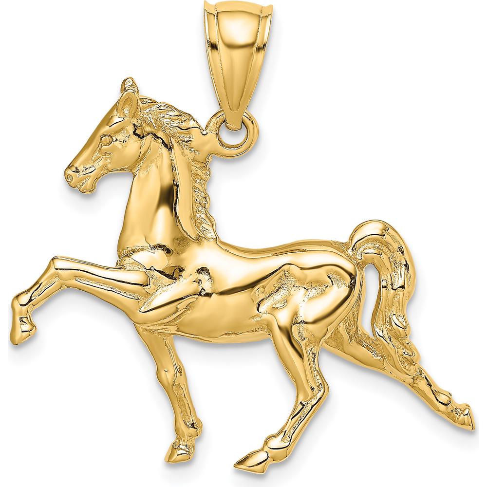10K Yellow Gold 3D Tennessee Walking Horse Charm with Polished Finish