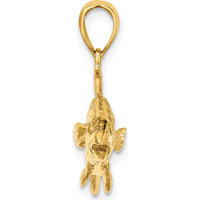 10K Yellow Gold 3D Textured Red Fish Charm Pendant - Nature-Inspired Design