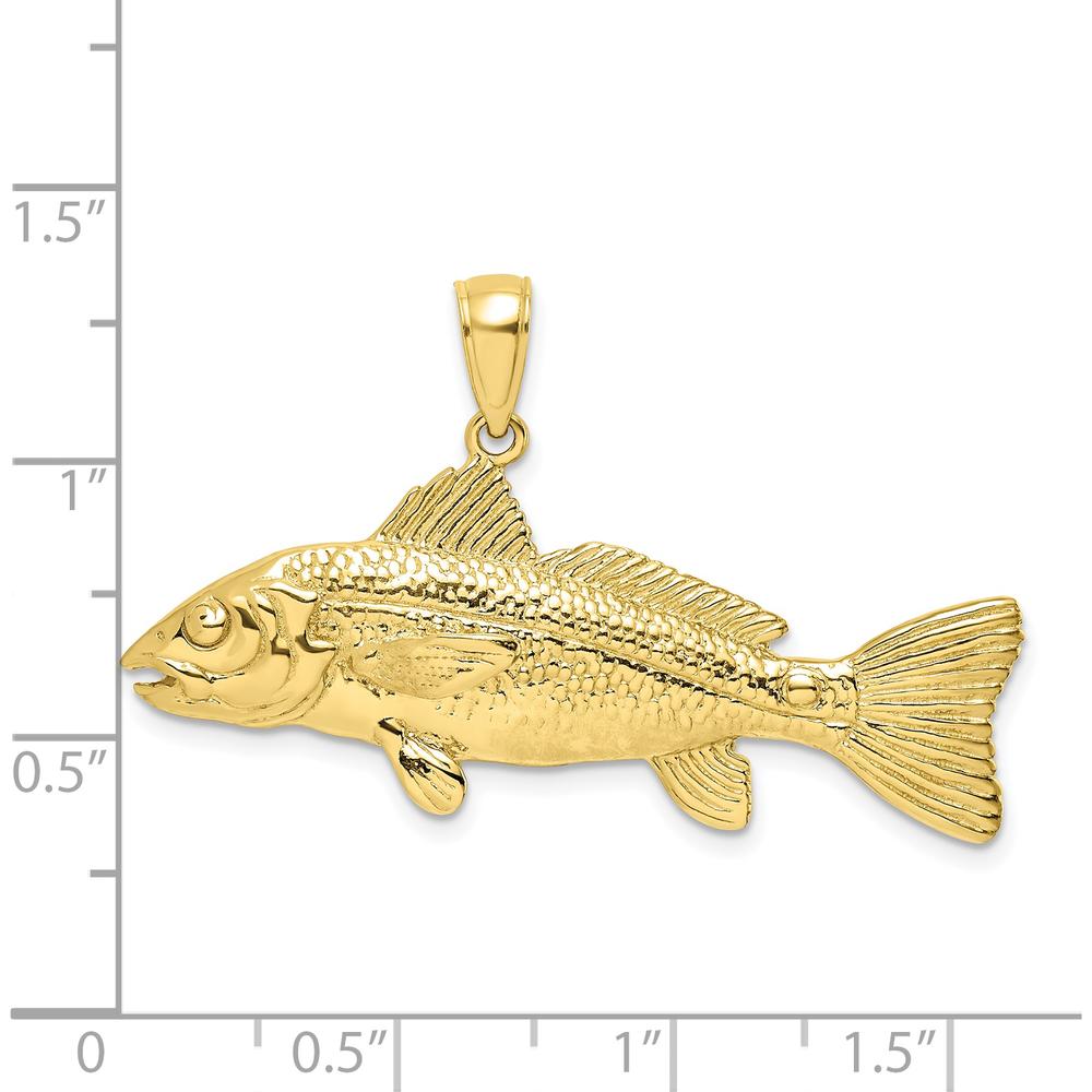 10K Yellow Gold 3D Textured Red Fish Charm Pendant - Nature-Inspired Design