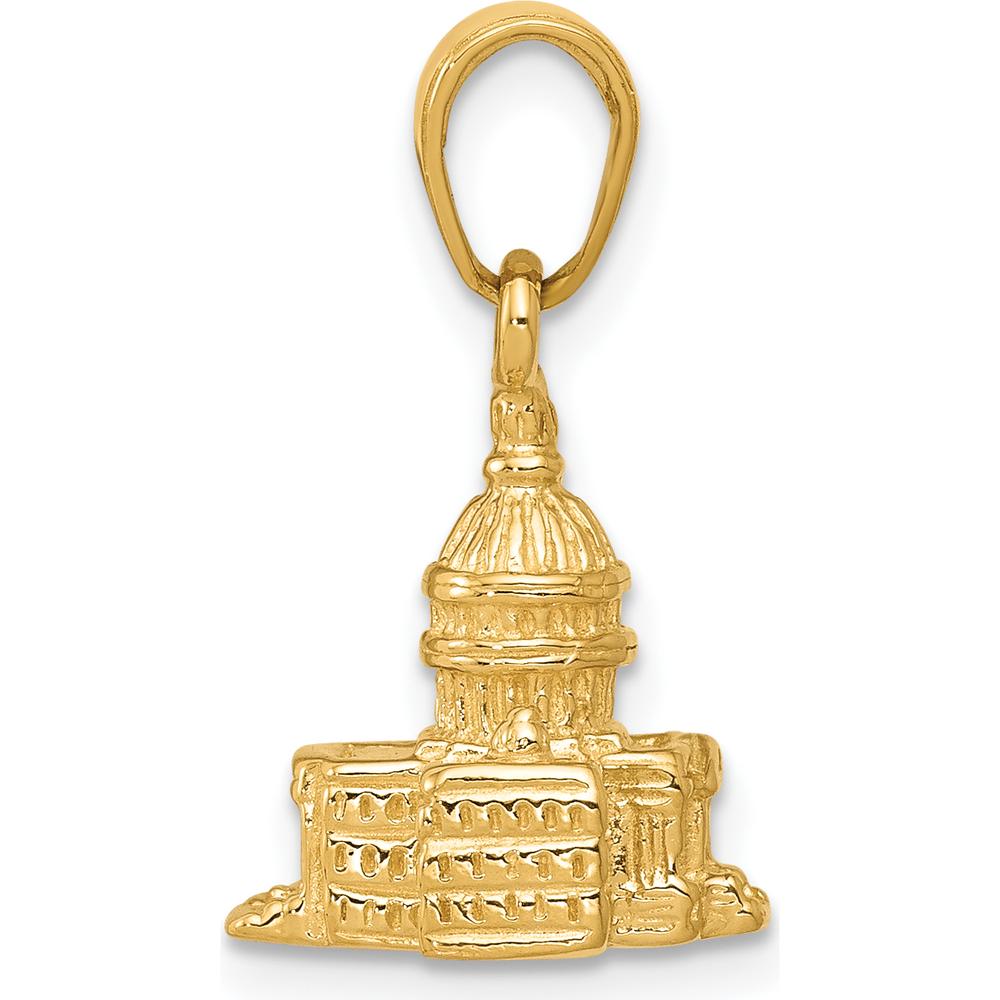 10K Yellow Gold 3D Washington D.C. Capitol Building Pendant