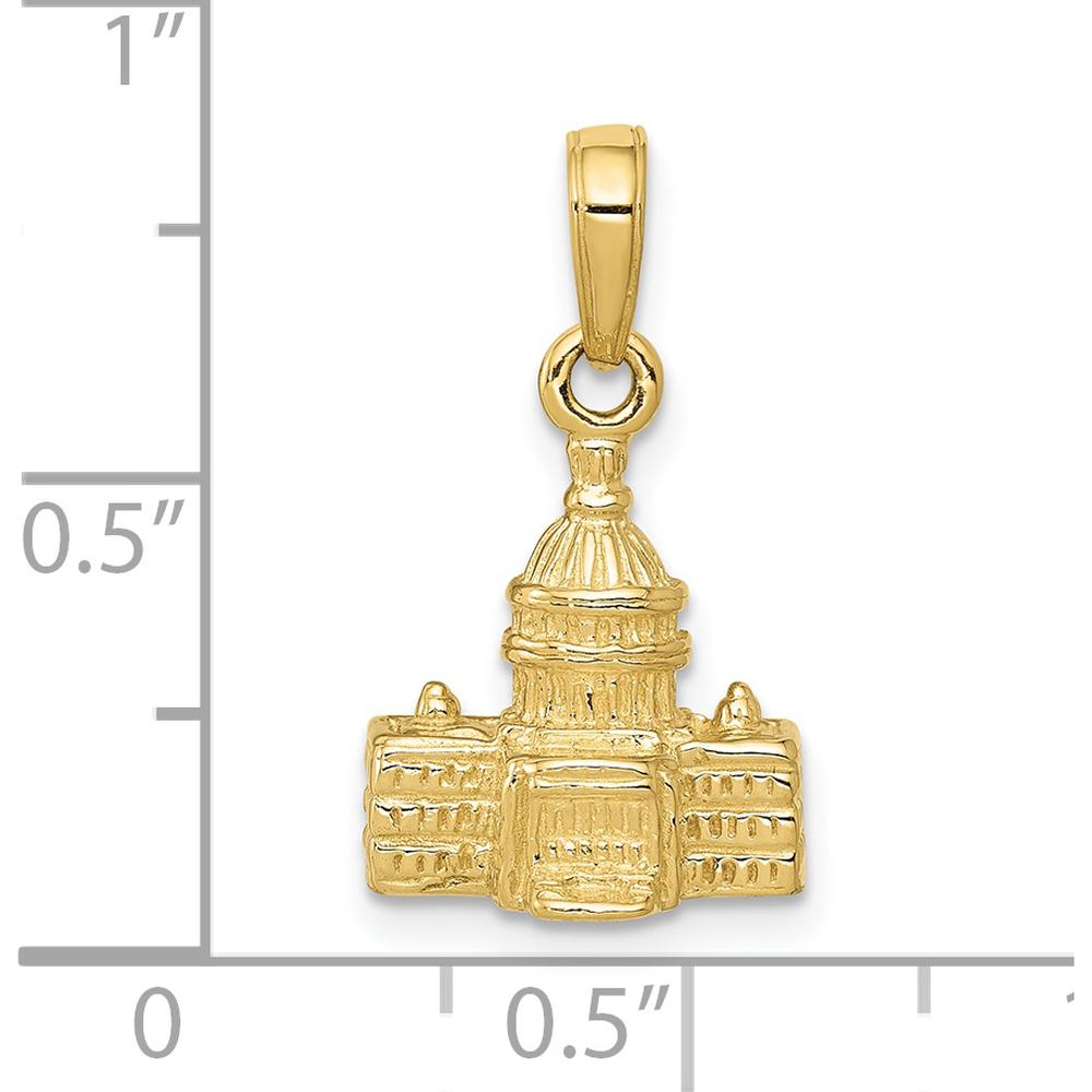 10K Yellow Gold 3D Washington D.C. Capitol Building Pendant