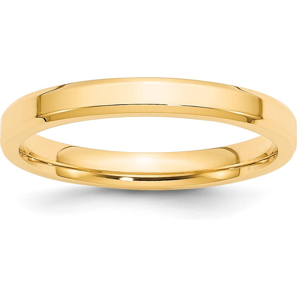 10K Yellow Gold 3mm Beveled Edge Comfort Fit Wedding Band - Size 12