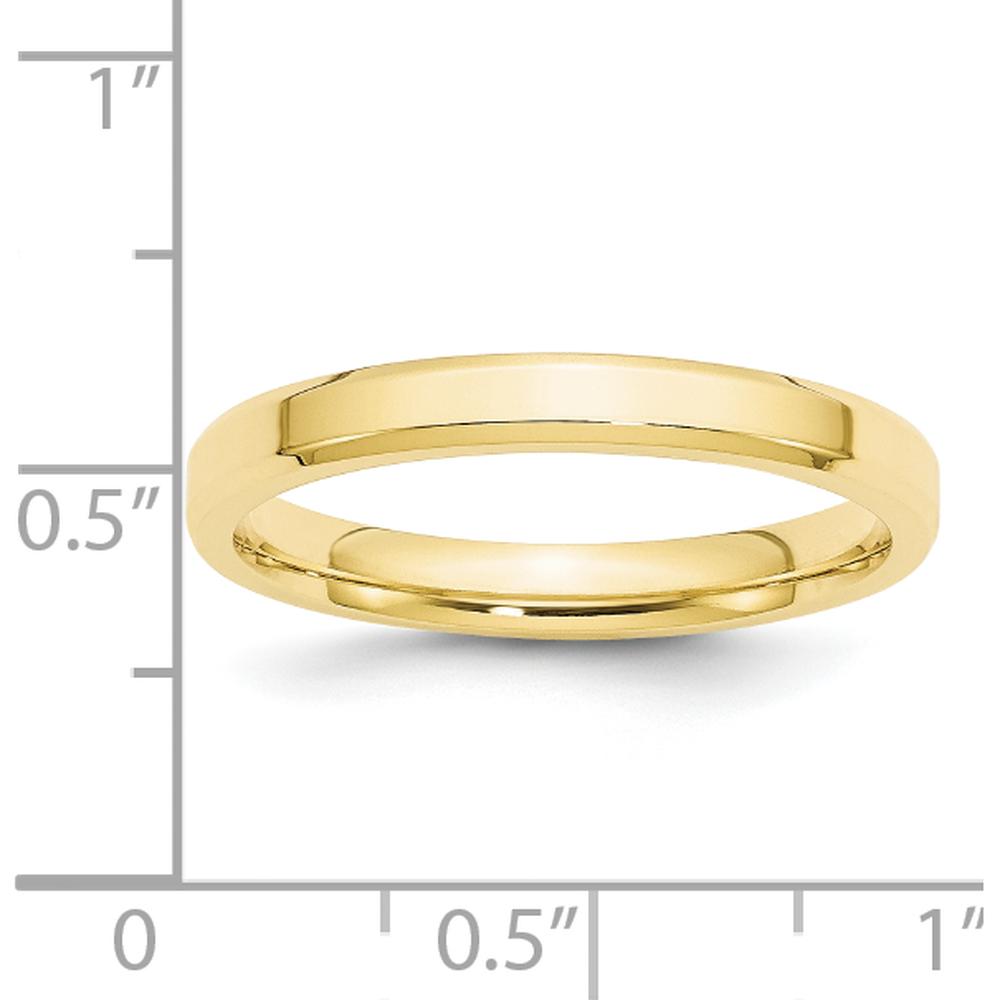 10K Yellow Gold 3mm Beveled Edge Comfort Fit Wedding Band - Size 12