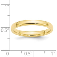 10K Yellow Gold 3mm Comfort Fit Wedding Band - Size 6.5