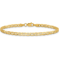 10K Yellow Gold 3mm Concave Anchor Chain Bracelet - Polished Finish, 7" Length