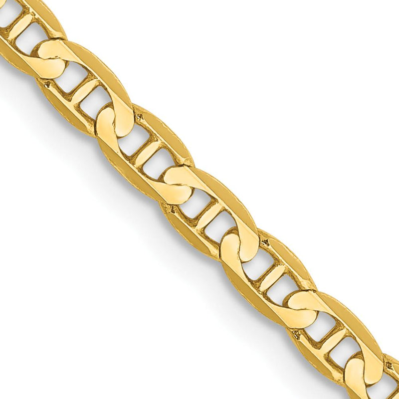 10K Yellow Gold 3mm Concave Anchor Chain Necklace - 18"
