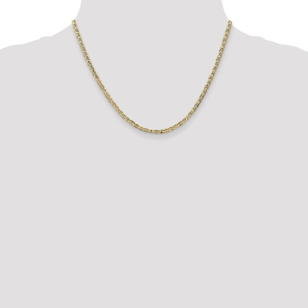 10K Yellow Gold 3mm Concave Anchor Chain Necklace - 18"
